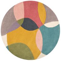 WOLLTEPPICH AIRE, abstrakt, aus Wolle, Bunt, Ø 160 cm - Multicolor, Textil (160/160cm) - KADIMA DESIGN