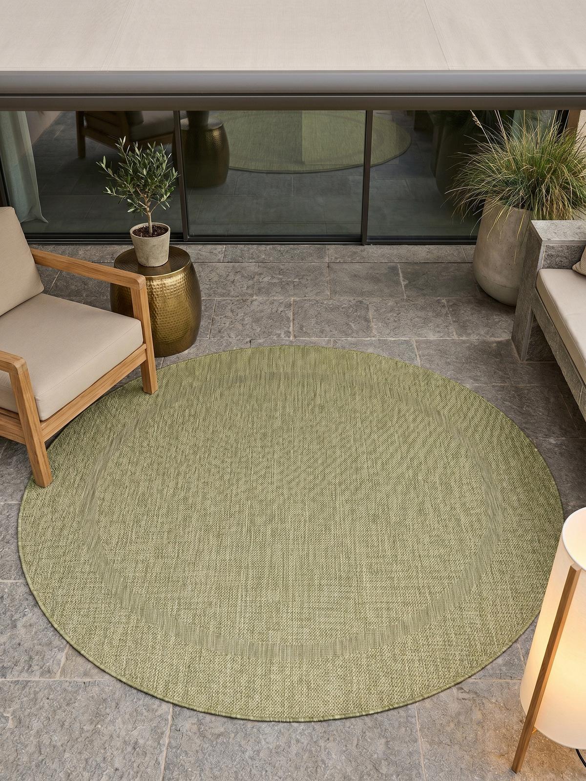 TEPPICH Outdoor ALSTER in Grün, einfarbig, Ø 120 cm - Grün, Textil (120/120cm) - KADIMA DESIGN