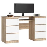 SCHREIBTISCH Eiche Sonoma, Weiß 77/135/50 - Braun/Weiß, Holzwerkstoff (155/85/77cm) - RAUMHIRSCH FURNITURE