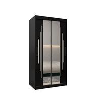 SCHWEBETÜRENSCHRANK 200/100/62 2-türig - Silberfarben/Schwarz, Holz/Kunststoff (100/200/62cm) - Abiks Möbel