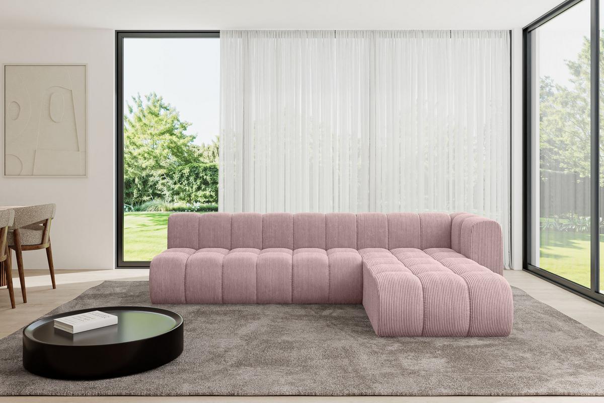 ECKSOFA modulares Sofa Darnel-L2 - 296x177x70 cm Rosa - Rosa, Holzwerkstoff/Textil (296/177cm) - ALTDECOR