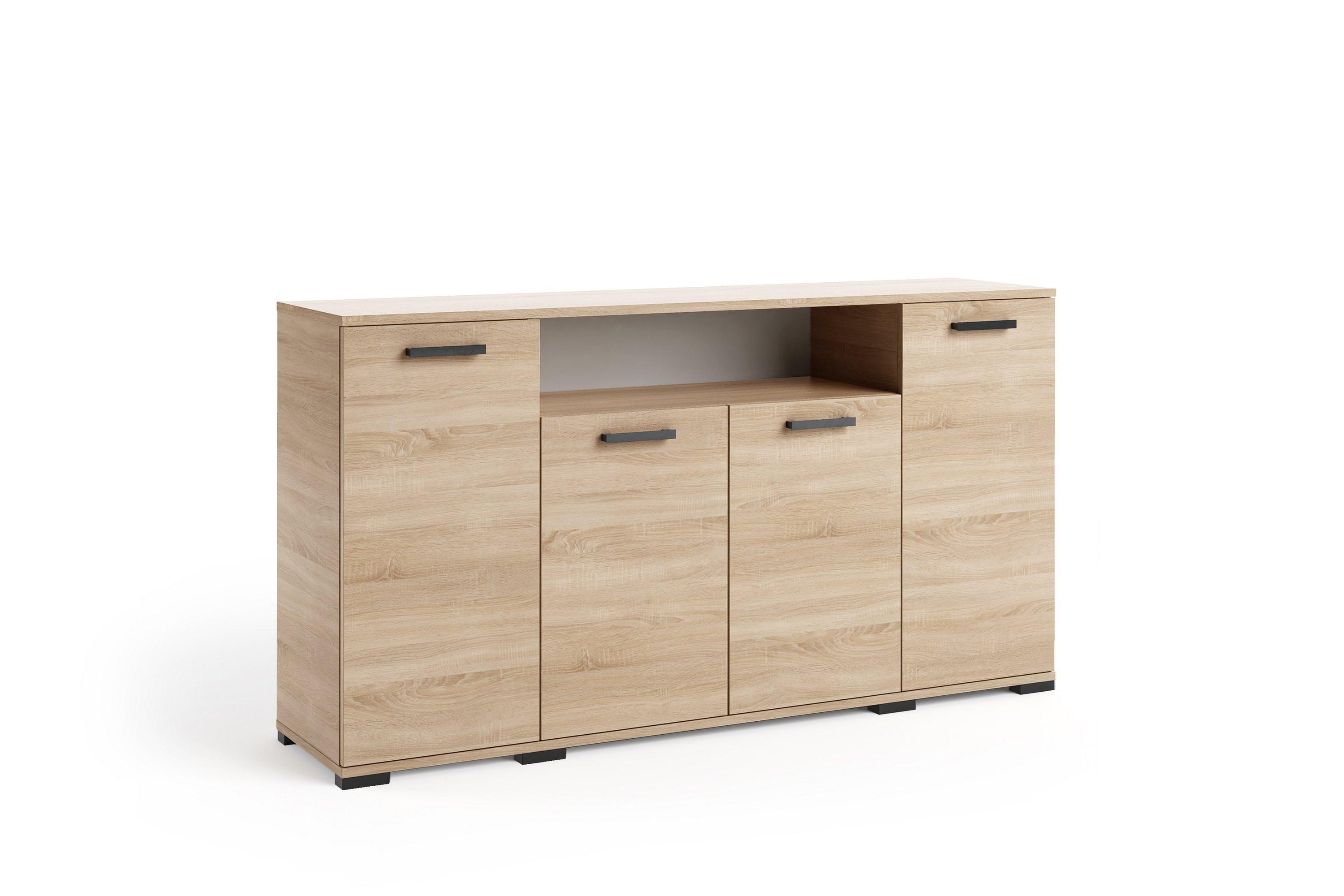 KOMMODE ALBANO 160/83/40cm mit 4 Schubladen Türen Sonoma Eiche - Sonoma Eiche, Holzwerkstoff (160/83/40cm) - MASSENO