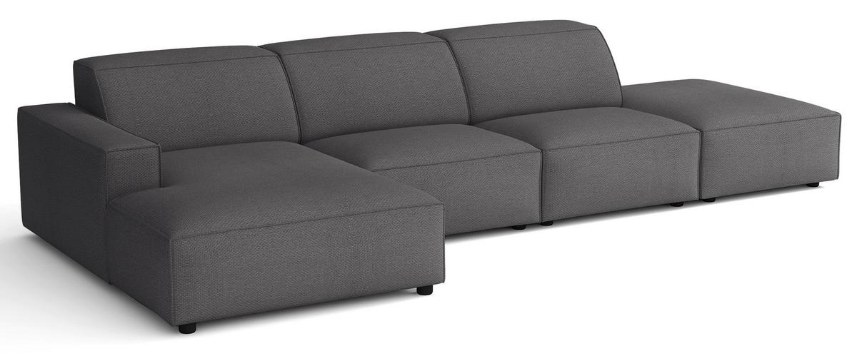 ECKSOFA Sellmo 344 cm - Dunkelgrau/Schwarz, Kunststoff/Textil (350/166cm) - Selsey