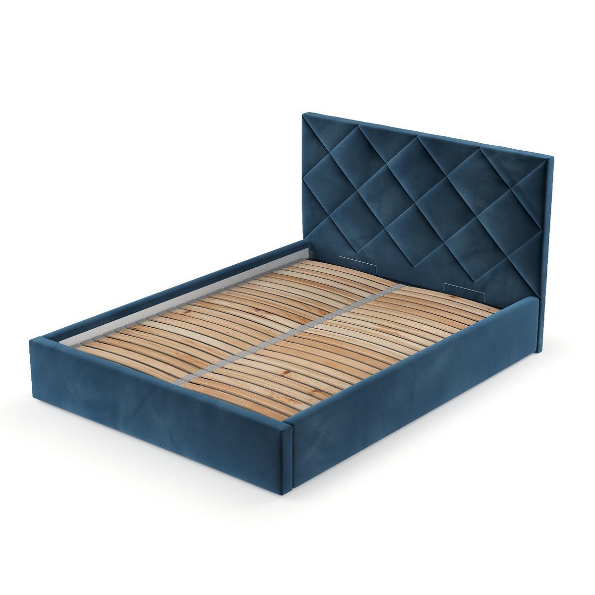 POLSTERBETT Torno 180/200 cm Dunkelblau im Kronos Stoff - Schwarz/Naturfarben, Holz/Holzwerkstoff (180/200cm) - AltaBeds