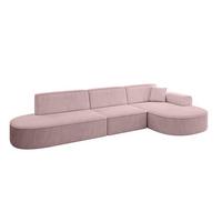 ECKSOFA Ottomane Rechts MARI-L2 - 328x171x79 cm Rosa Cord - Schwarz/Rosa, Holzwerkstoff/Kunststoff (171/328cm) - ALTDECOR