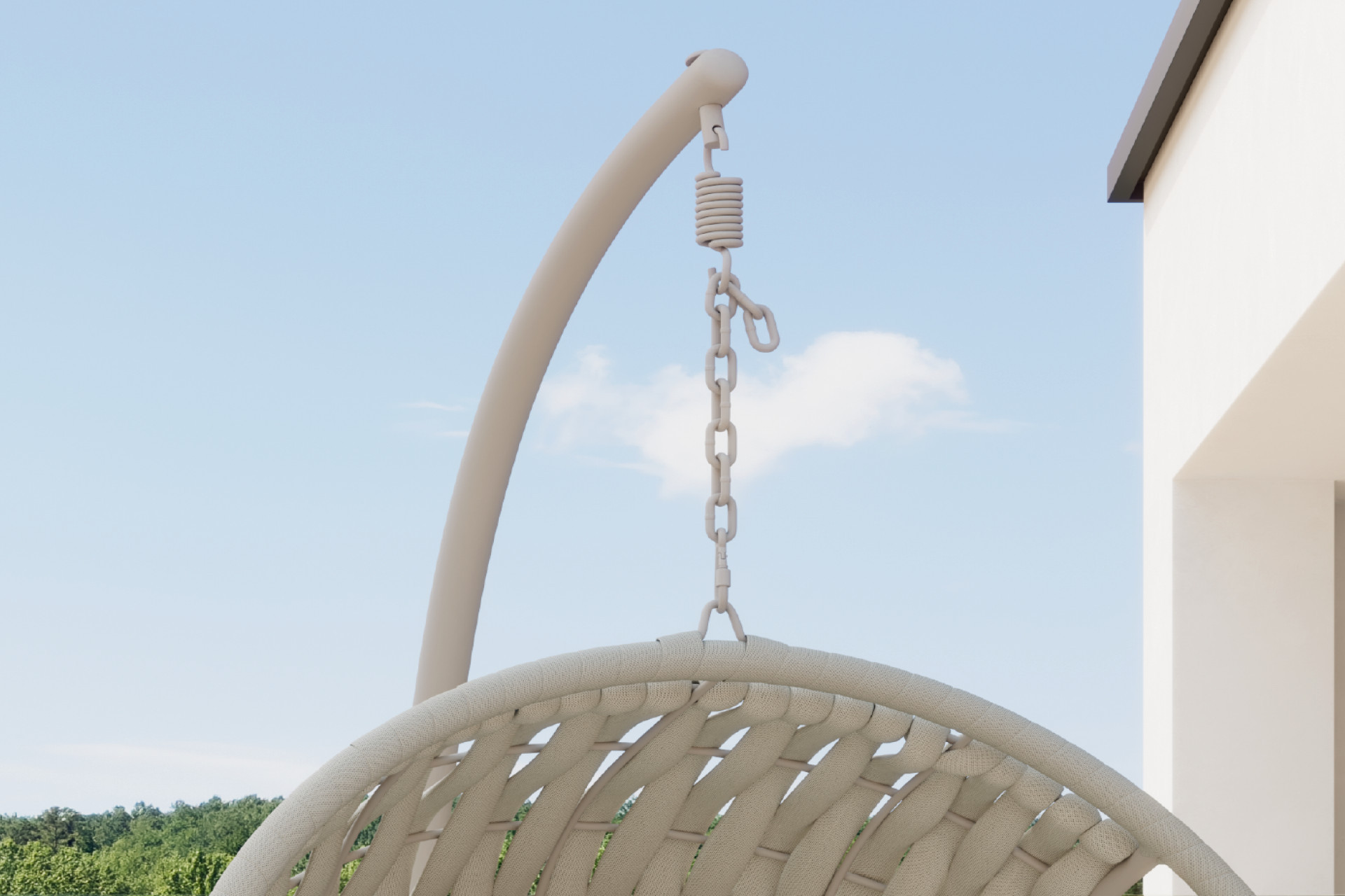 Hängesessel Gestell Stahl pulverbeschichtet Creme wetterfest UV-beständig Hängevorrichtung