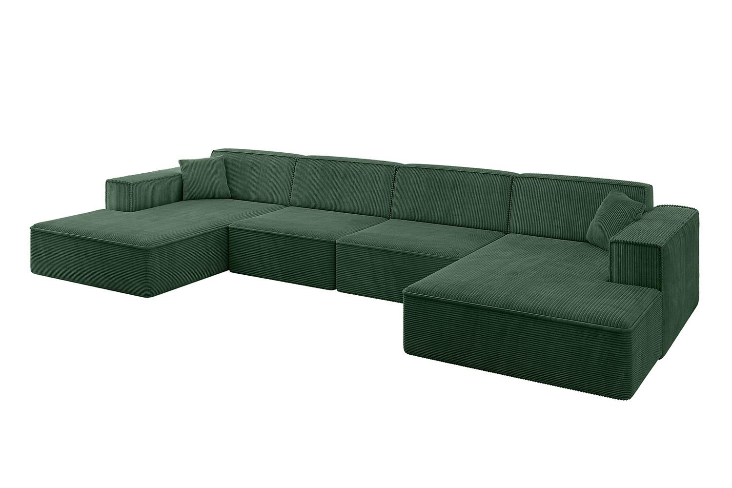 WOHNLANDSCHAFT IREA-U2-v4 - 386x165x77 cm Grün - Currygelb, Holzwerkstoff/Textil (386/77/165cm) - ALTDECOR