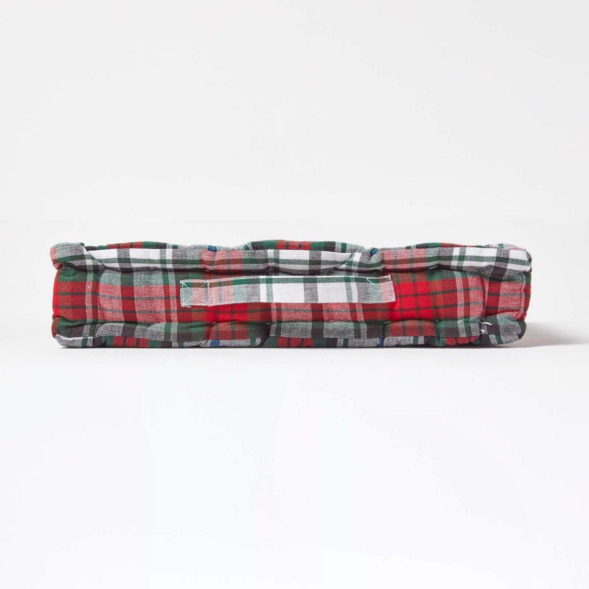 SITZKISSEN Karo rot-weiß-grün 40/40/8 cm - Rot, Textil (40/40/8cm) - Homescapes