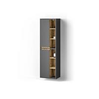 BADSCHRANK Vomano Anthrazit 50 x 170 cm mit Türen, und offenen Fächern - Anthrazit, Holzwerkstoff (50/170/33cm) - Livinity®