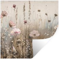 WANDTATTOO Blumen - Rosa - Modern - Beige Wanddeko 50x50 cm - Beige, Kunststoff (50/50/0.1cm) - MuchoWow
