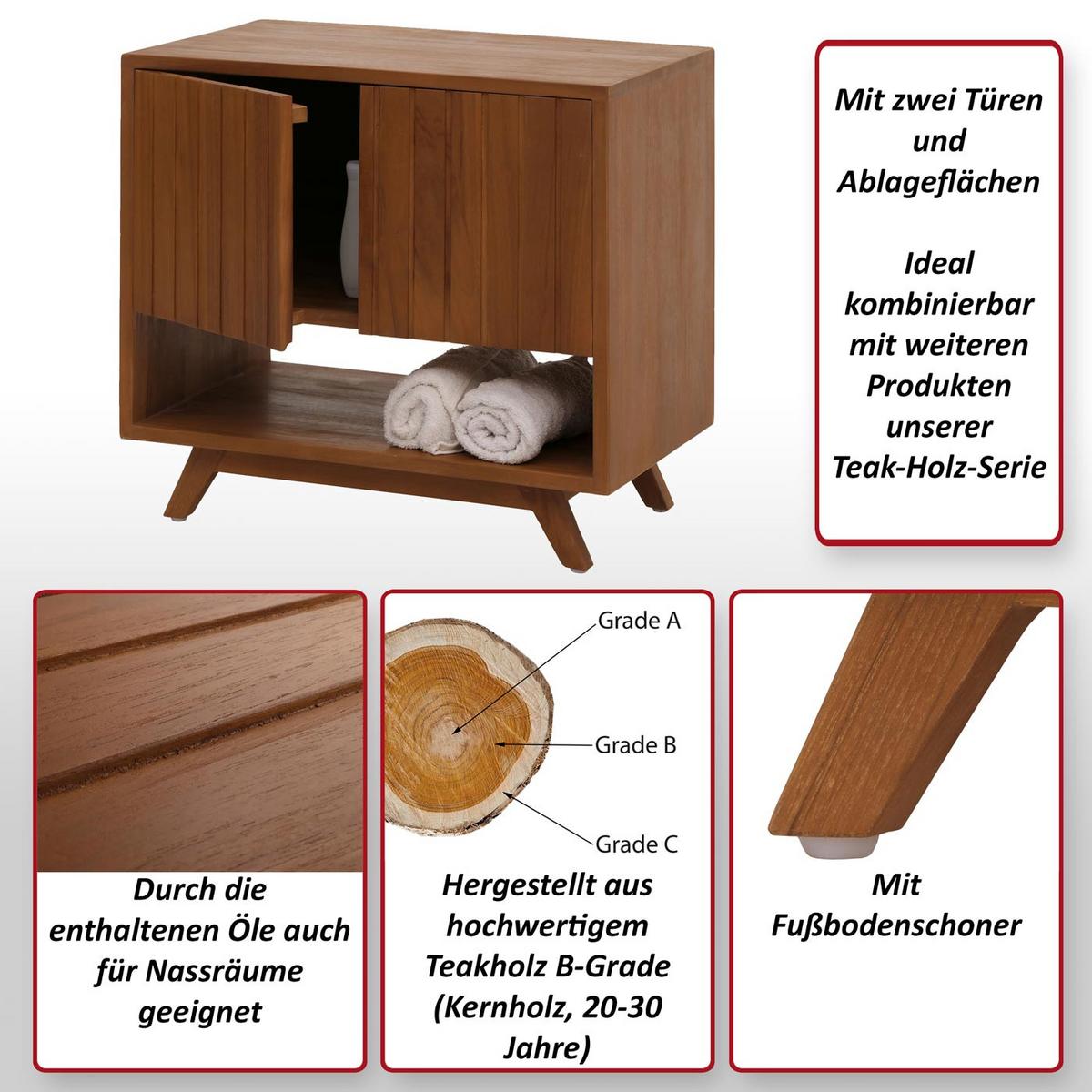 WASCHBECKENUNTERSCHRANK Braun - Braun, Holz (65/61/40cm) - MCW