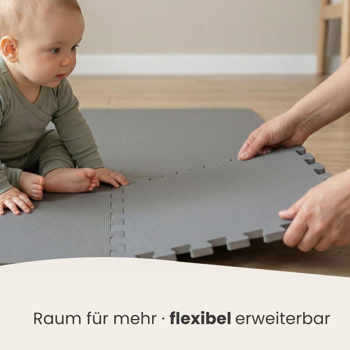 SPIELMATTE mit Rand - 90/90/1 cm Puzzlematte Grau - Grau, Kunststoff (30/30cm) - Littletom