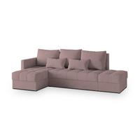 ECKSOFA LUMARI L-S Rosa Plüsch-Stoff mit Schlaffunktion - Rosa, Holz (262/143cm) - MASSENO