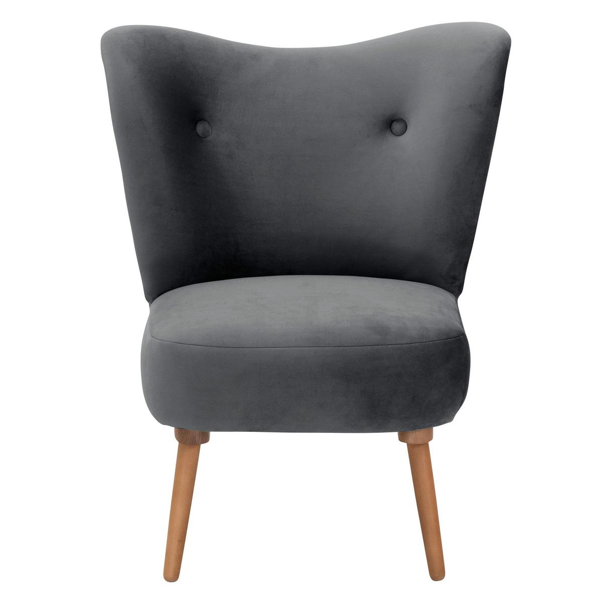COCKTAILSESSEL Kayra Samtvelours graphit - Graphitfarben, Kunststoff (72/90/74cm) - 58aufmkessel