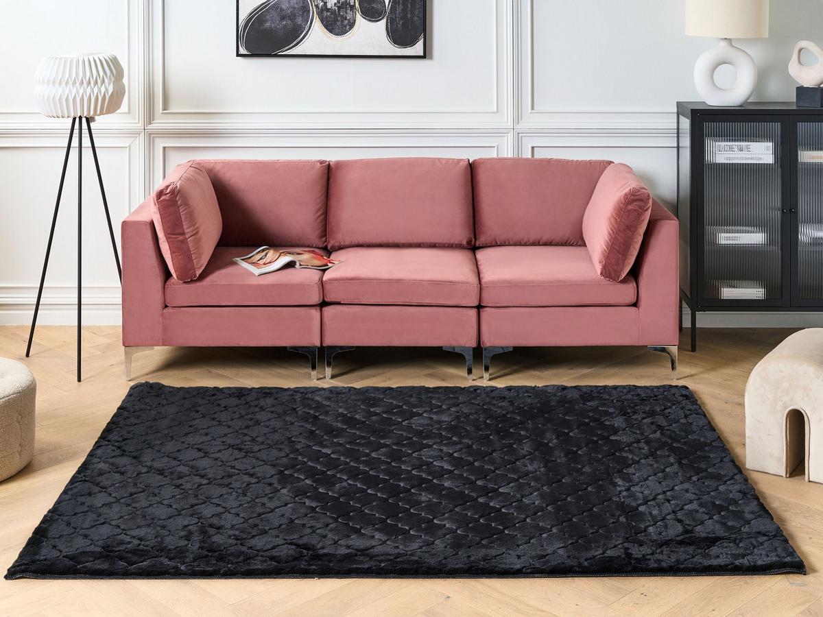 SHAGGY-KUNSTFELLTEPPICH Gharo 230/160 cm - Schwarz, Kunststoff (160/230cm) - Beliani