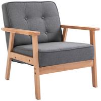 EINZELSESSEL, Loungesessel, Leinen, Grau - Grau, Holz/Kunststoff (70/74/64.5cm) - HOMCOM
