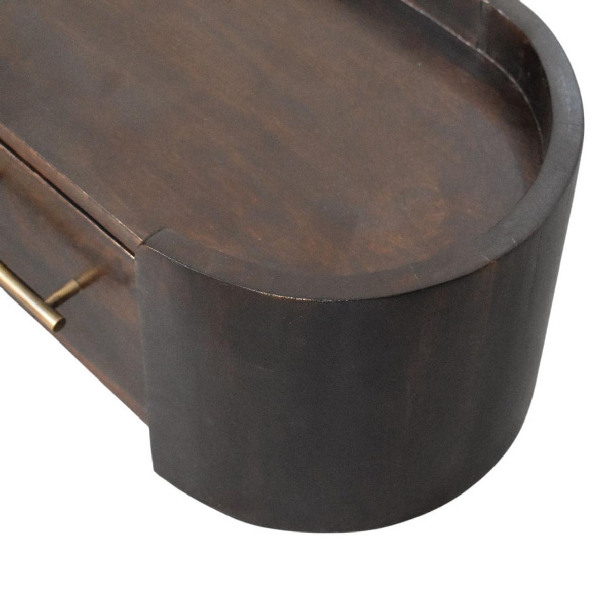 NACHTTISCH mit Samt-Mokka-Finish, 1 Schublade, oberes Fach, dunkelbraun - Dunkelbraun/Goldfarben, Holz/Metall (50/20/25cm) - Artisan Furniture