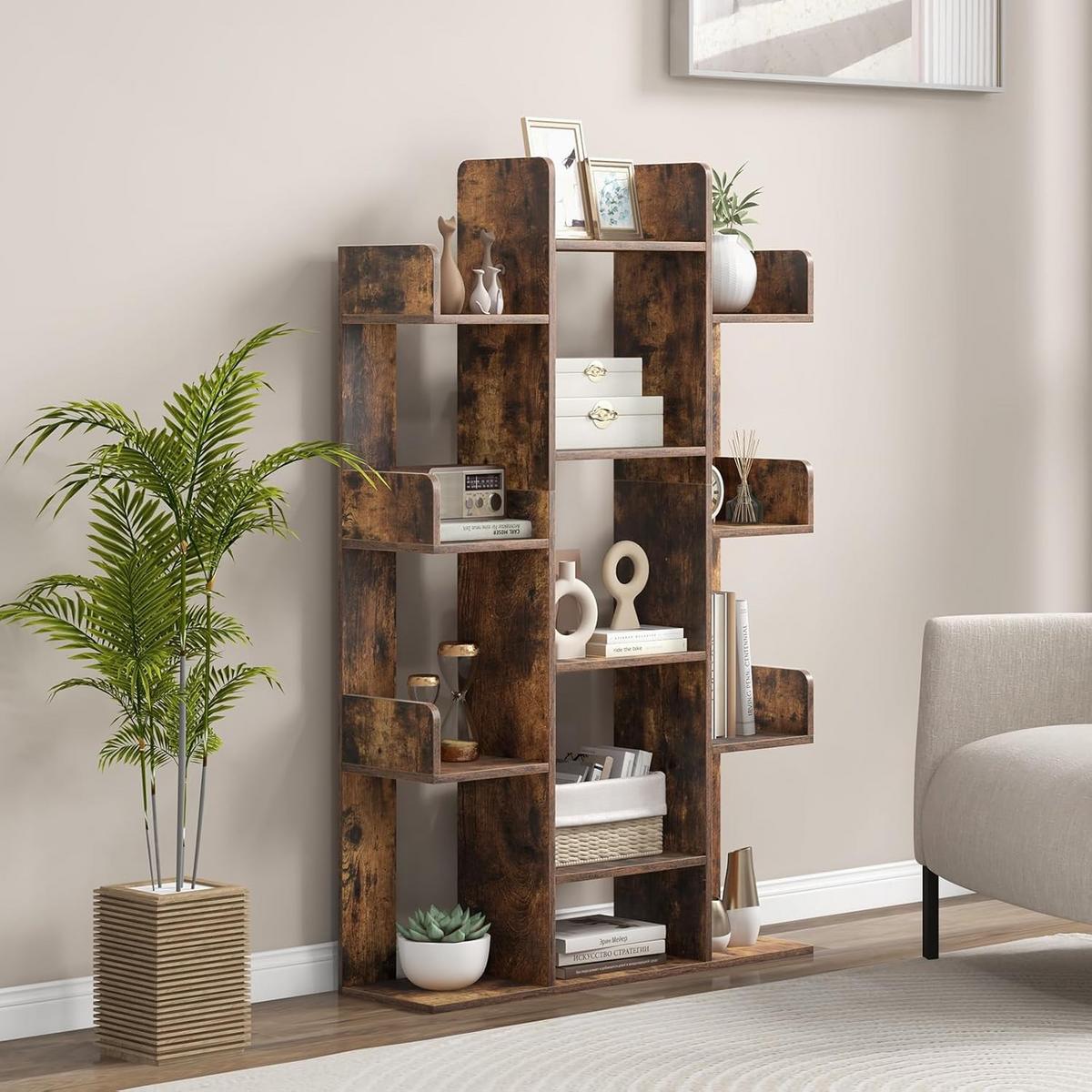 BUCHERREGAL Braun - Braun, Holz (86/141/25cm) - COSTWAY
