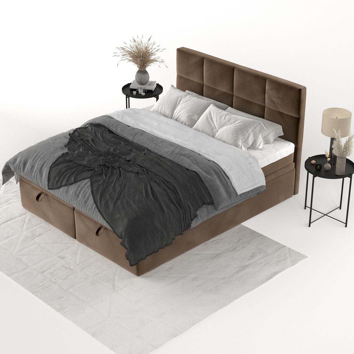 BOXBETT Tessa 140/200 cm Braun im Kronos Stoff - Schwarz/Braun, Holz/Holzwerkstoff (140/200cm) - AltaBeds
