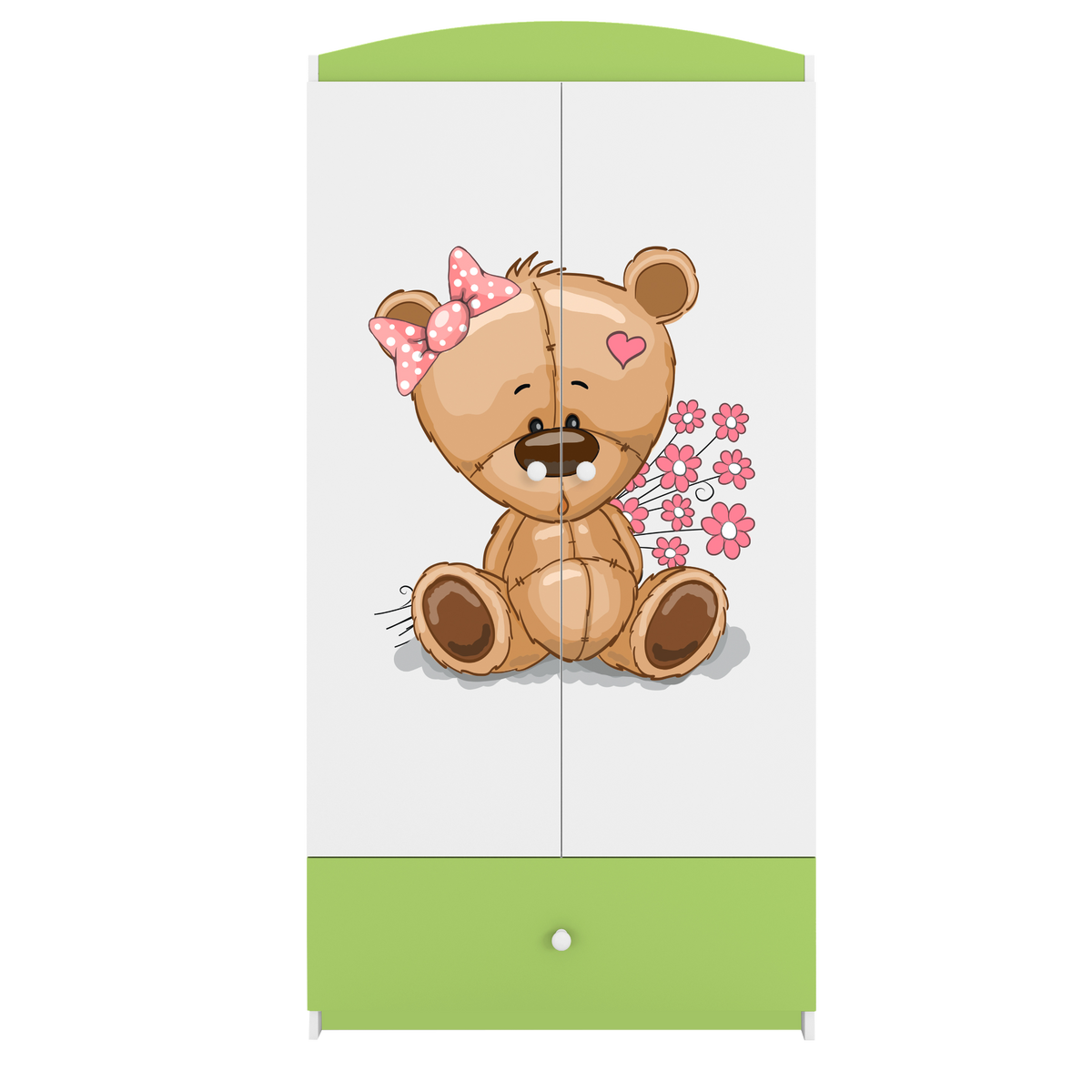 KINDERKLEIDERSCHRANK Teddybär II - Grün, Holzwerkstoff (90/175/52cm) - RAUMHIRSCH FURNITURE