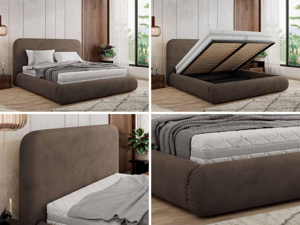 POLSTERBETT BENEA CLASSIC 140/200 - Braun Velvet - Multipocket-Matratze - Braun, Textil (140/200cm) - MKS