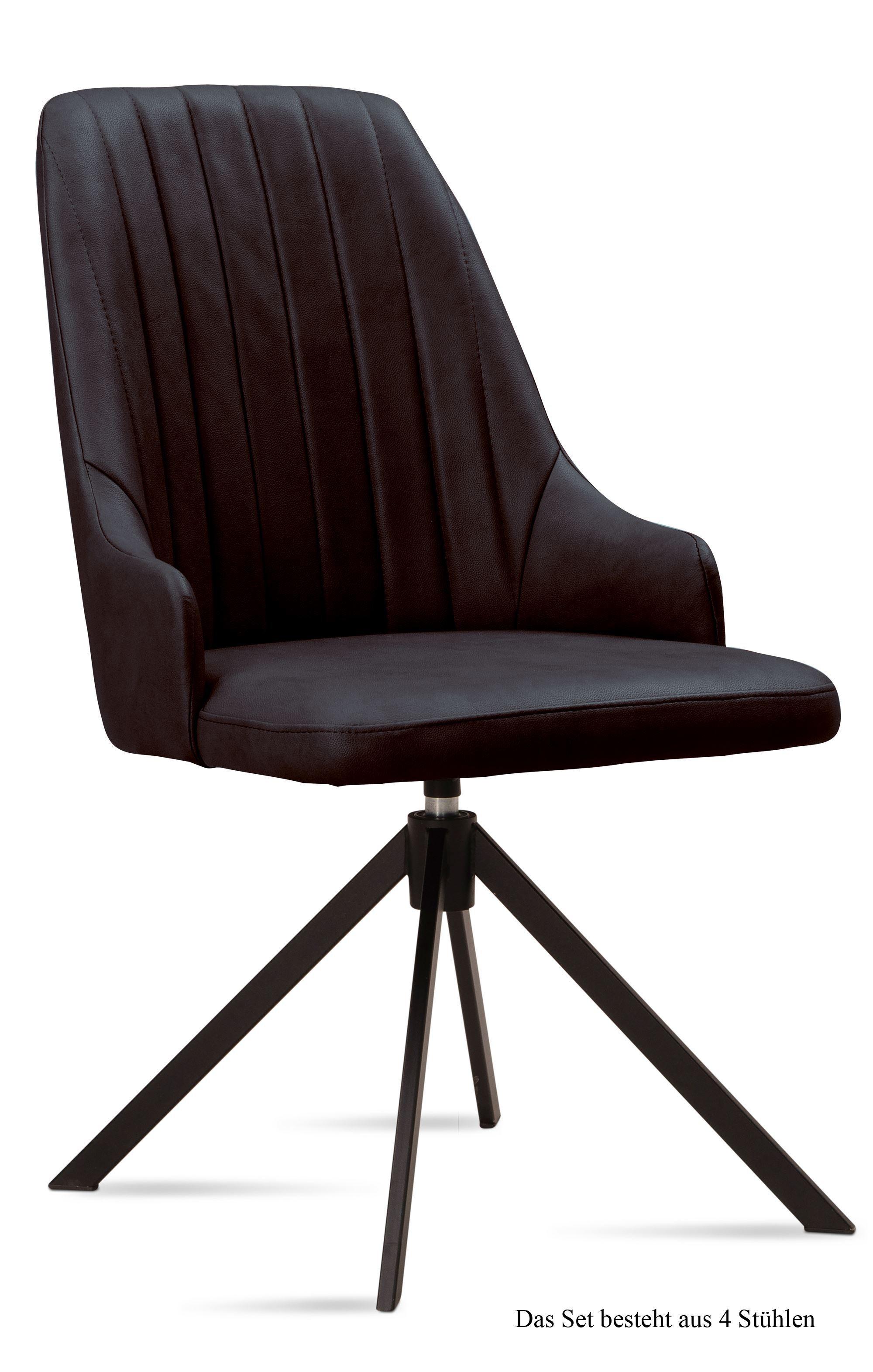 ESSZIMMERSTUHL drehbar (4er-Set) Denise 52x91x60 Schwarz/Espresso - Dunkelbraun/Schwarz, Kunststoff (60/91/52cm) - 58aufmkessel