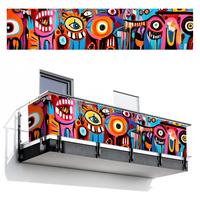 BALKON-SICHTSCHUTZ Abstrakt - Gesicht - Farbenfroh Deko XXL 500x110 cm - Multicolor, Kunststoff (500/110cm) - MuchoWow