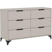 KOMMODE Home mit 6 Schubladen, 120 cm, mit Griffen, Kaschmir - Kaschmir/Schwarz, Holzwerkstoff (120/80/40cm) - Beautysofa