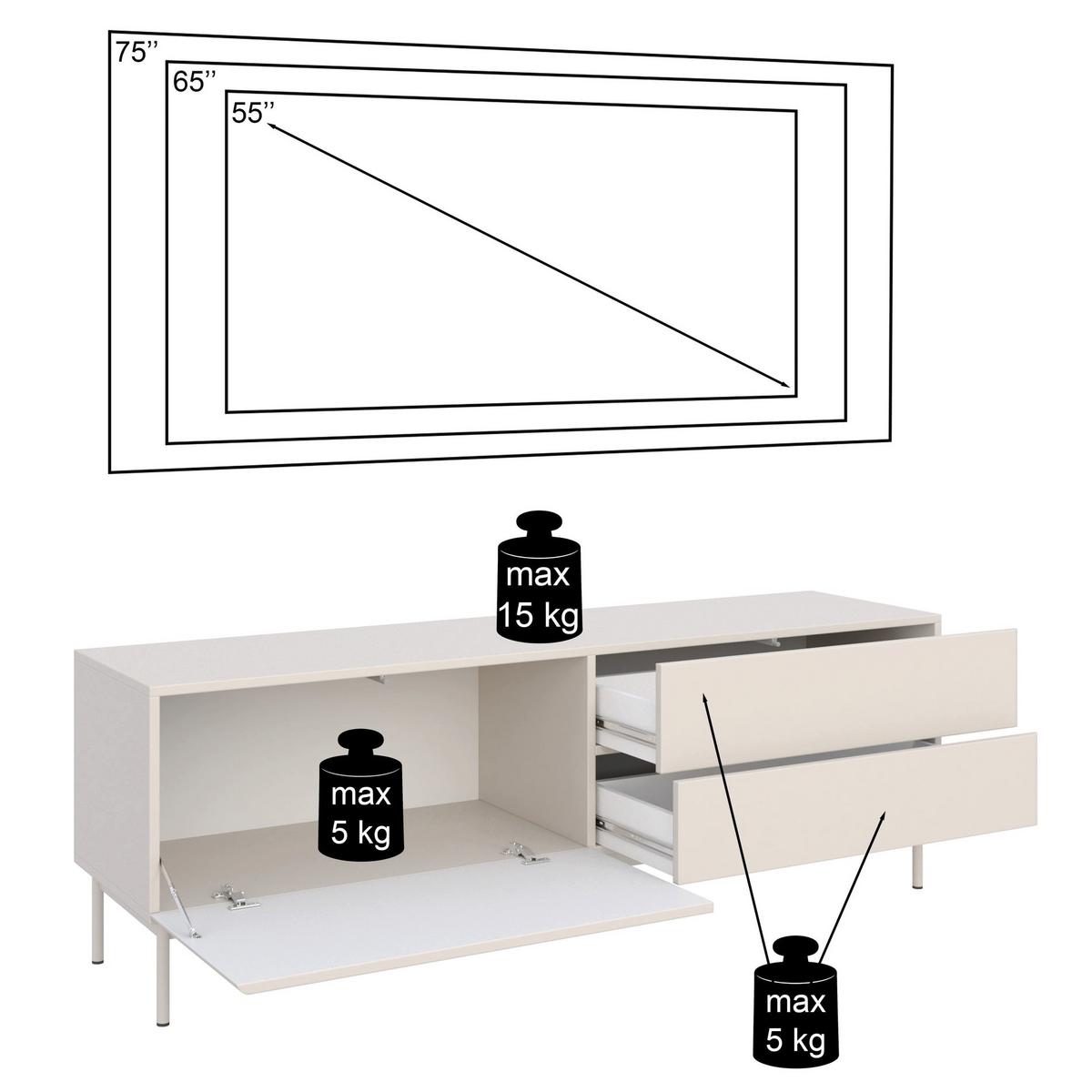 TV-LOWBOARD Olio KASCHMIR 160 CM - Kaschmir, Holzwerkstoff/Metall (160/52/38.6cm) - Selsey