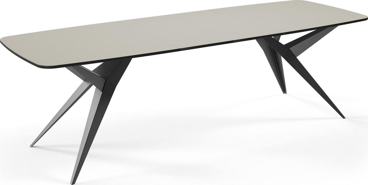 ESSTISCH Trax ausziehbar rechteckig oval, Beige Cashmere 160-240/90/76 - Kaschmir/Schwarz, Holzwerkstoff/Metall (160/90/76cm) - WFL GROUP