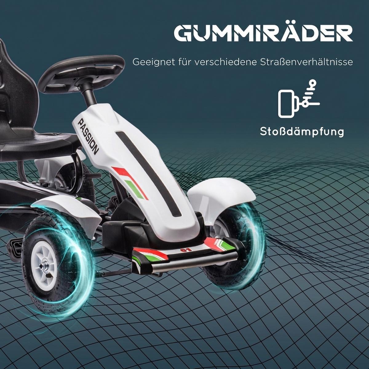 KINDER-GOKART Kunststoff Metall Weiß - Weiß, Kunststoff (117/58/61cm) - HOMCOM