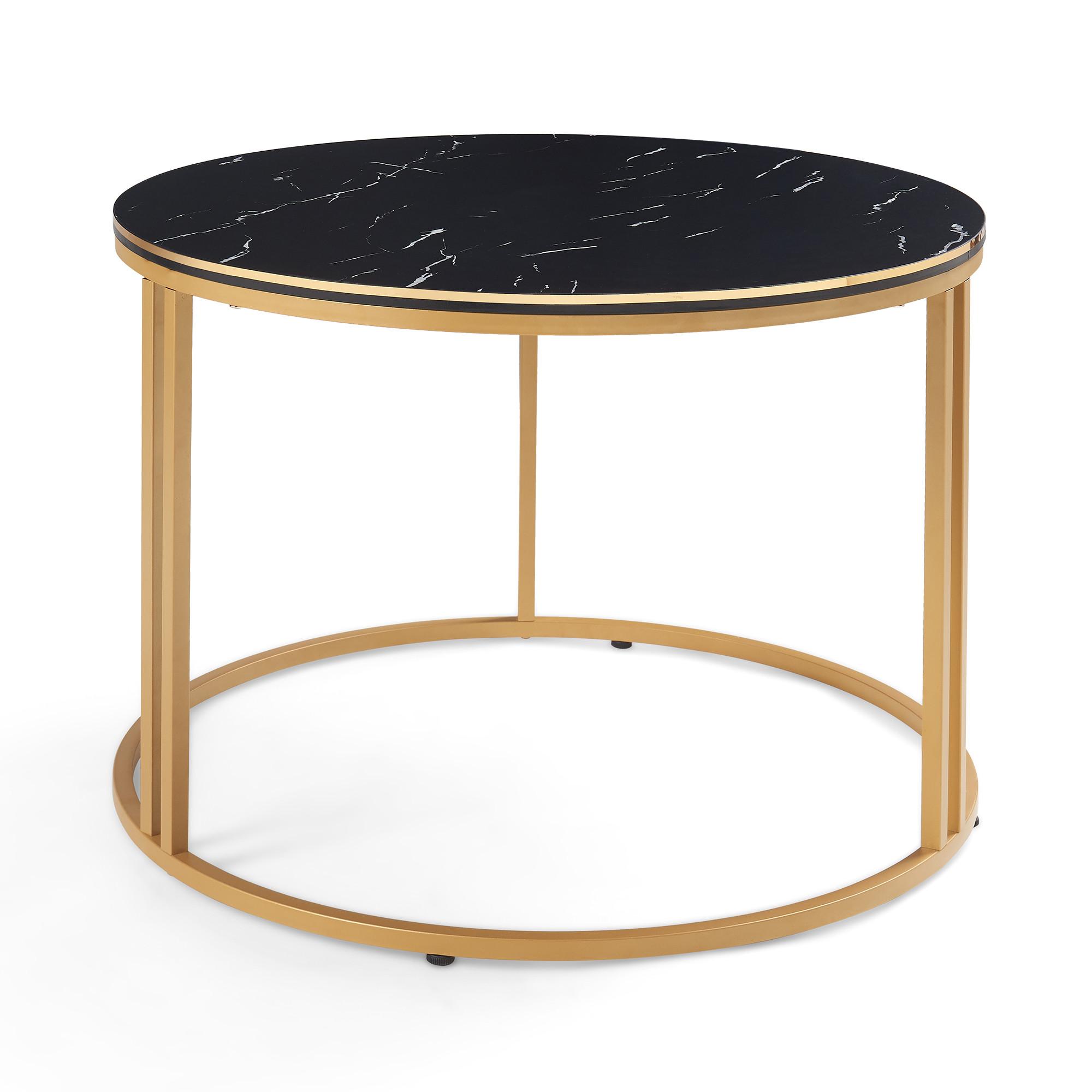 COUCHTISCH Aulum 70/70/50 - Goldfarben/Schwarz, Holzwerkstoff/Metall (70/70/50cm) - [en.casa]