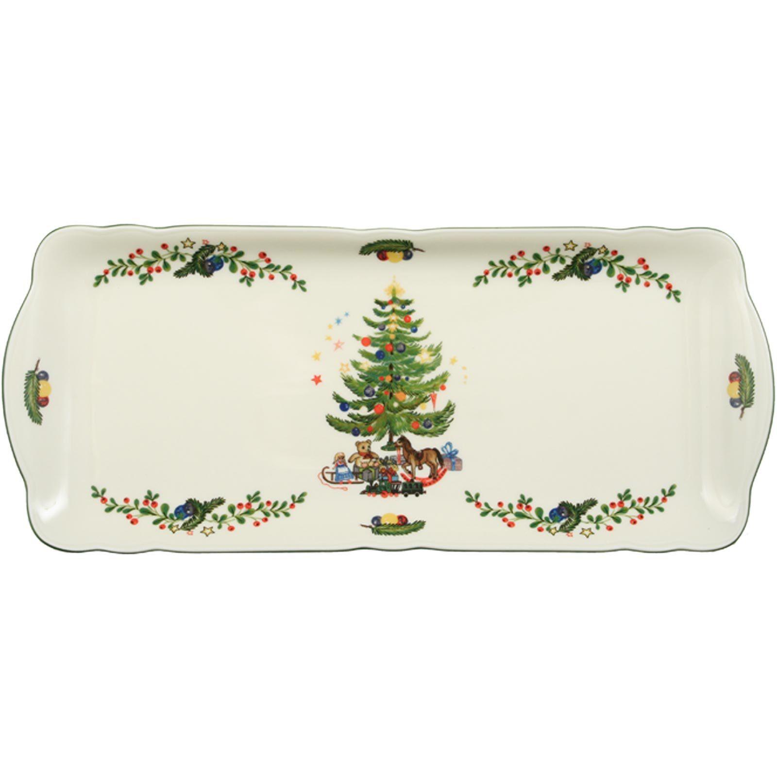 KUCHENPLATTE Marieluise Weihnachten weiß-grün 34,6 x 14,9 cm - Weiß/Grün, Keramik (14.9/2.8/34.6cm) - Seltmann Weiden