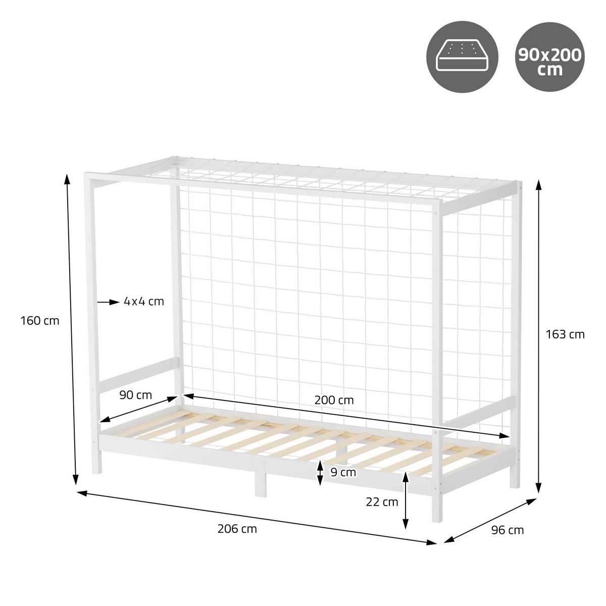 KINDERBETT Fußballtor 90x200 cm Weiß - Weiß, Holz (90/200cm) - ML-DESIGN