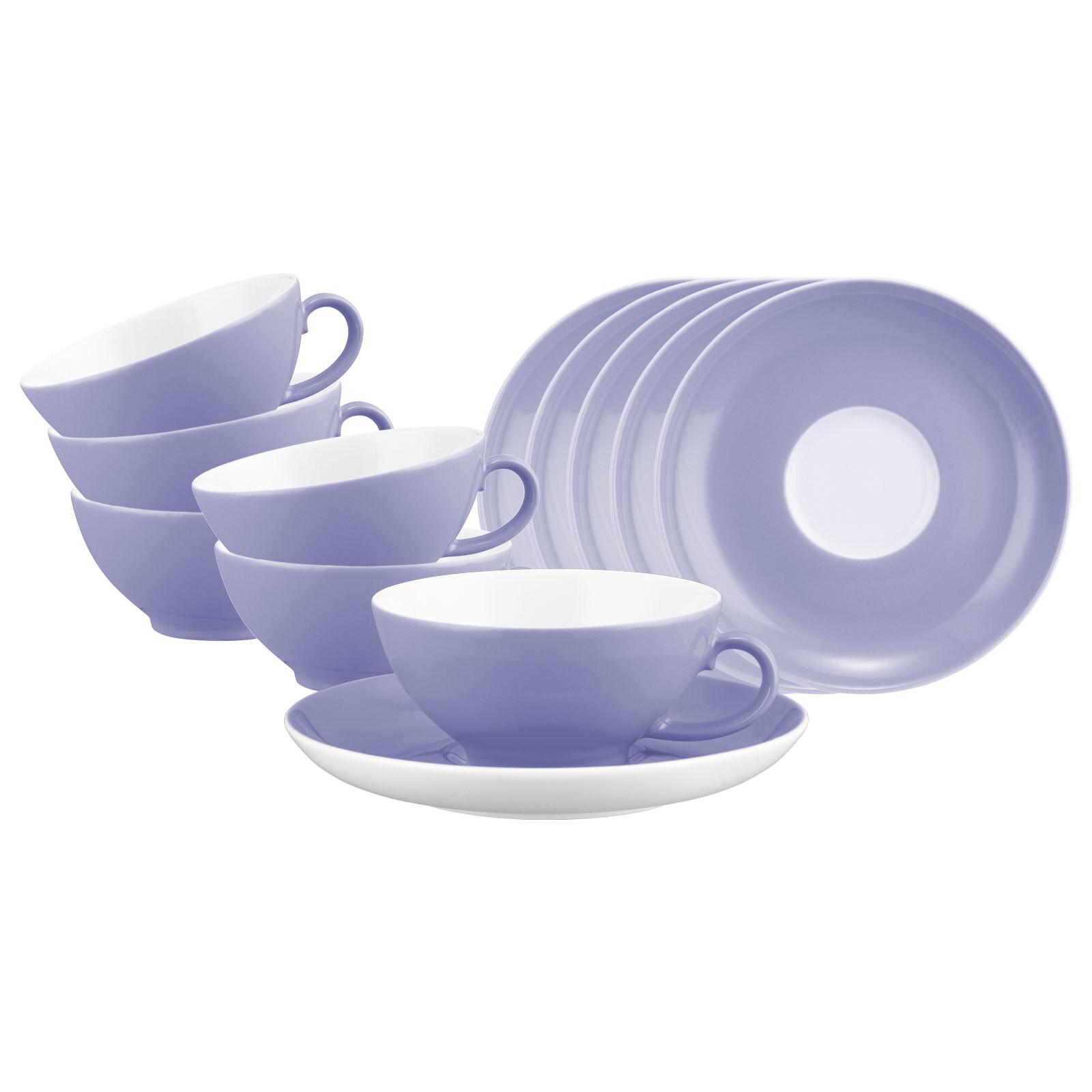 TEETASSEN MIT UNTERTASSEN Liberty Pure Colors Grape Purple 140 ml 6er Set - Lila, Keramik (13/6.3/13cm) - Seltmann Weiden