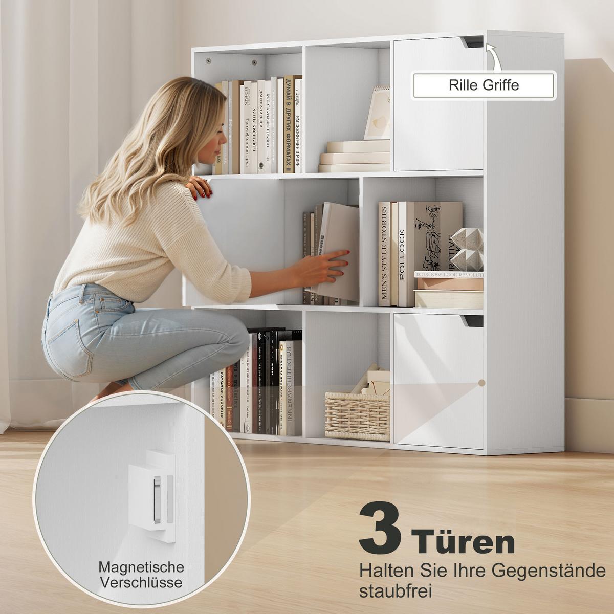 BÜCHERREGAL Spanplatte Weiß - Weiß, Holzwerkstoff (106/95/24cm) - HOMCOM