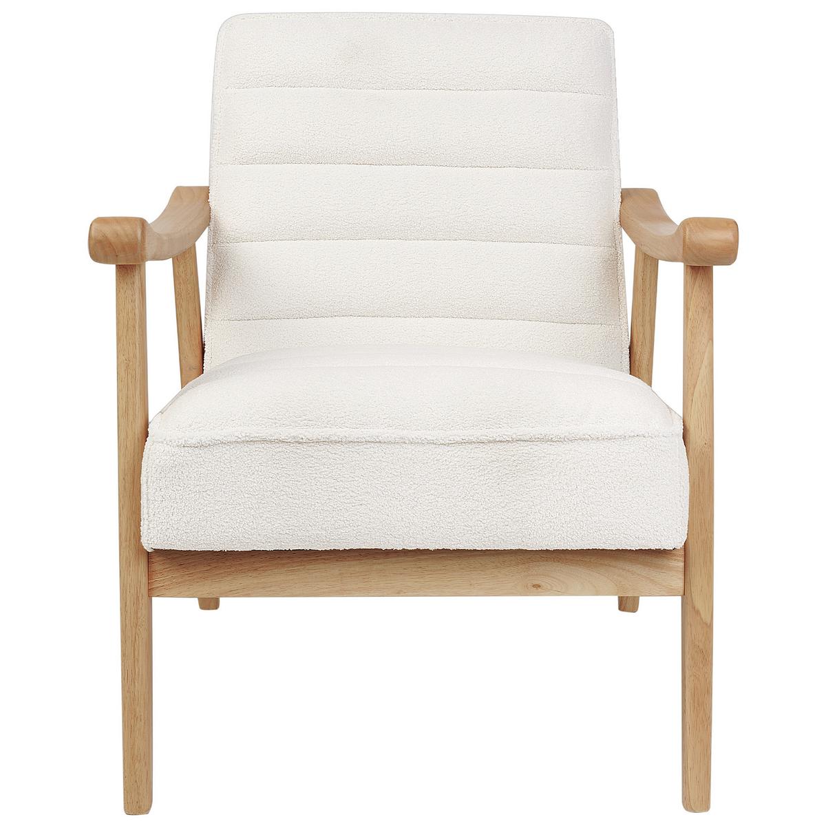 SESSEL Bouclé Cremeweiß Leknes - Hellbraun/Weiß, Textil (62/79/74cm) - Beliani