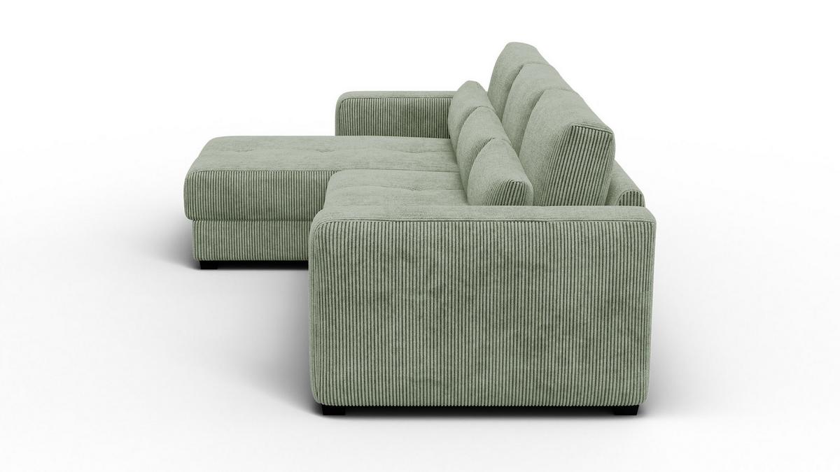 ECKSOFA OLI 4-Sitzer links, salbeigrün - Salbeigrün, Holz/Textil (295/172cm) - Wozimo