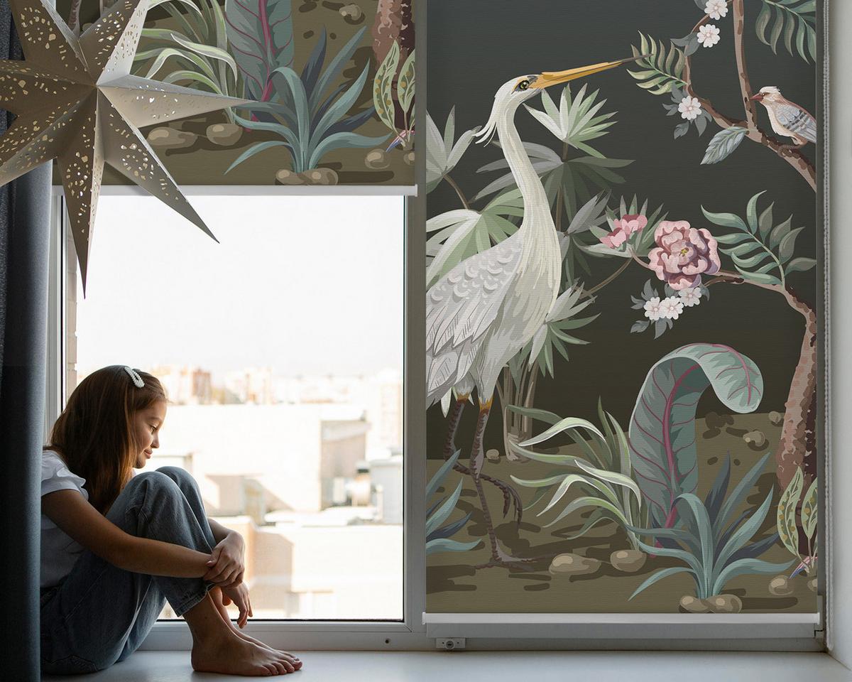 INNENROLLO - Fensterrollo - Rollo - 90x140 cm - Vögel am Baum - Dunkelblau, Kunststoff (90/140/0.5cm) - TULUP