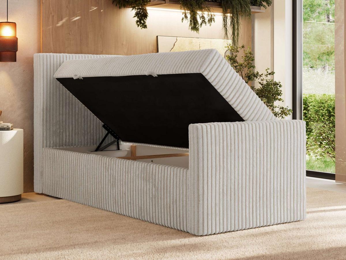 BOXBETT TILIANO DUO 90/200 - Beige Cord - H4 - Topper T25 - Links Seite - Beige, Textil (200/90cm) - MKS