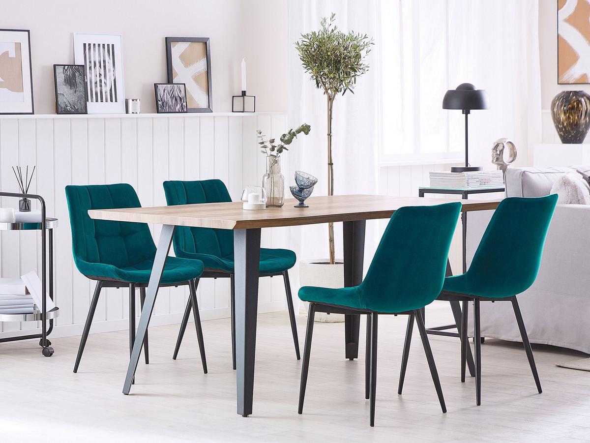 ESSZIMMERSTUHL 2er-Set Samtstoff Blau Melrose - Blau, Textil/Metall (51/82/59cm) - Beliani
