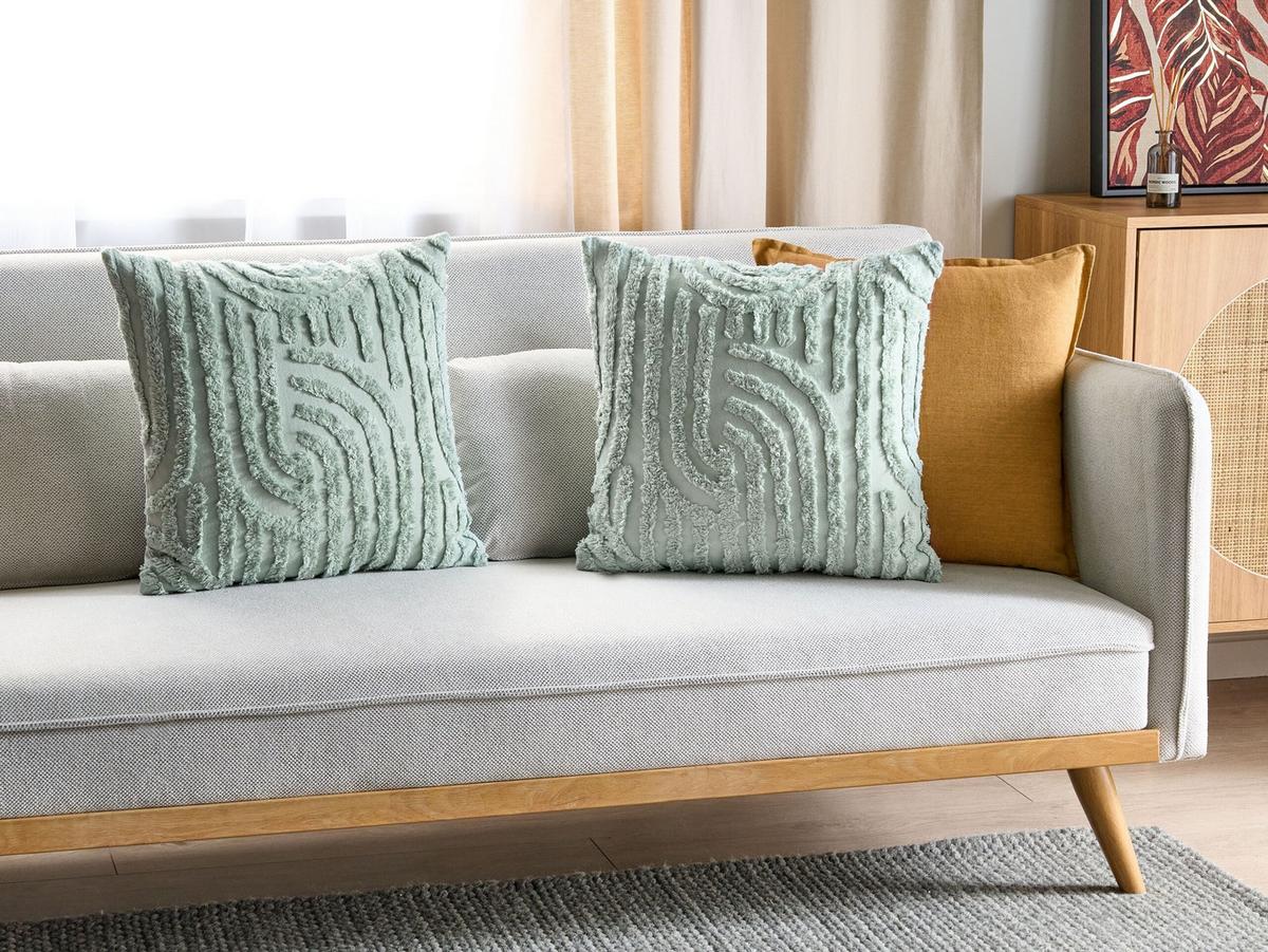 DEKOKISSEN 2er-Set Mintgrün 45/45 cm Tellima - Mintgrün, Textil (45/45cm) - Beliani