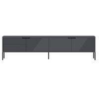 TV-MÖBEL auf Füßen mit 2 klappbaren, gerippten Türen 30/180/45 cm - Anthrazit, Holzwerkstoff (30/45/36cm) - Calicosy