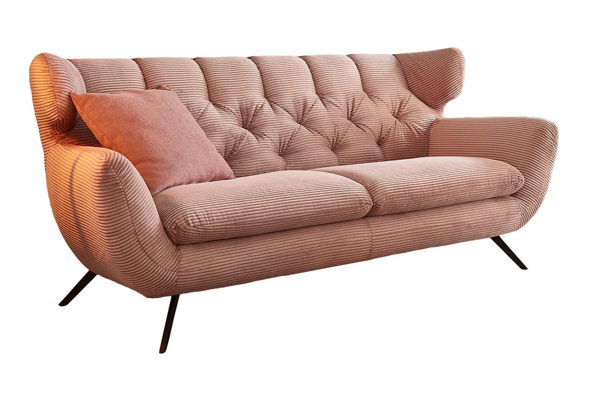 SITZGRUPPE CHARME Rosé Cord - Rosa, Textil (200/94/95cm) - KAWOLA