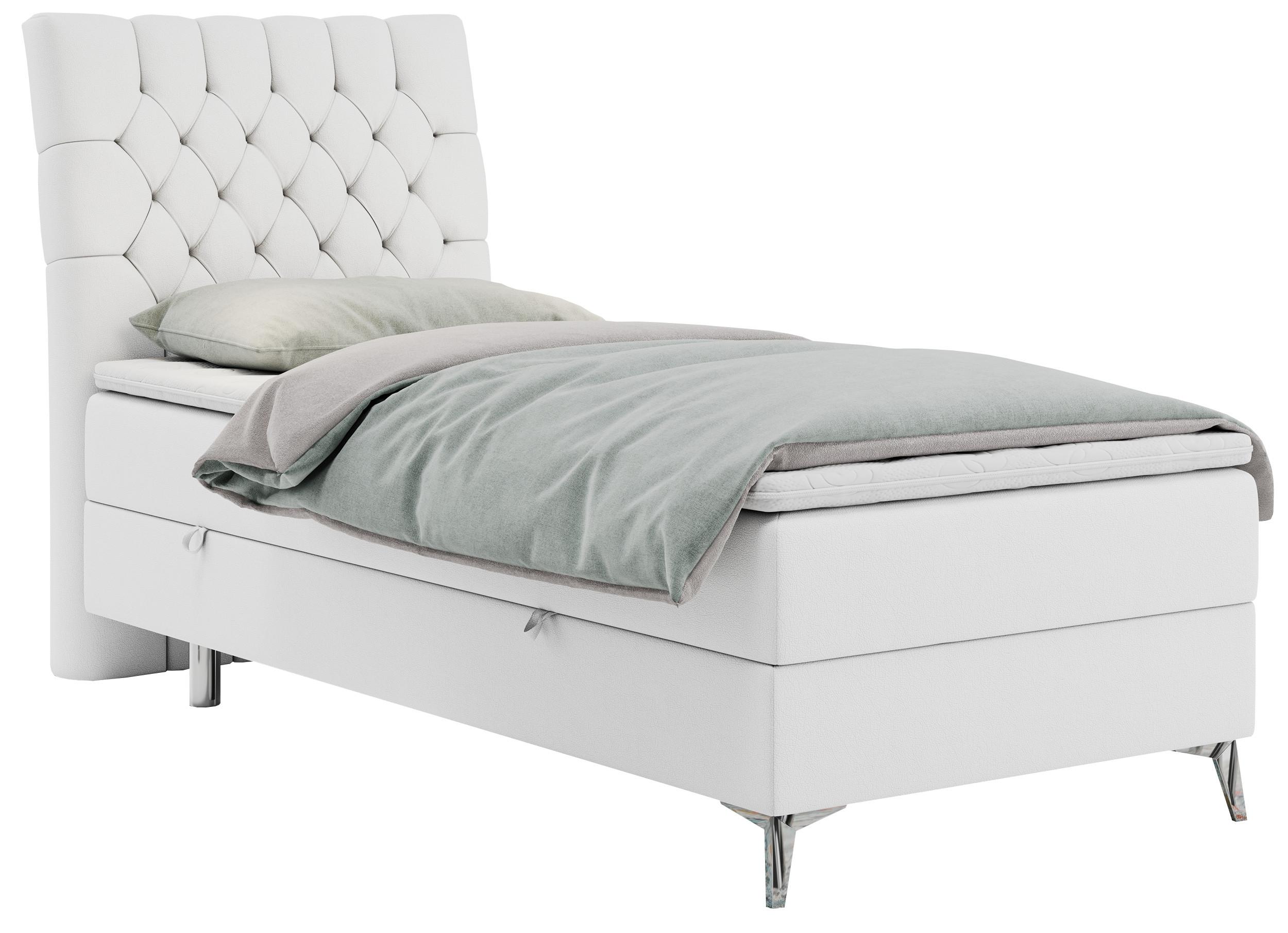 BOXBETT MILEN 90/200 Weiß Kunstleder - H4 - Links Seite - Weiß, Holz/Textil (90/200cm) - MKS