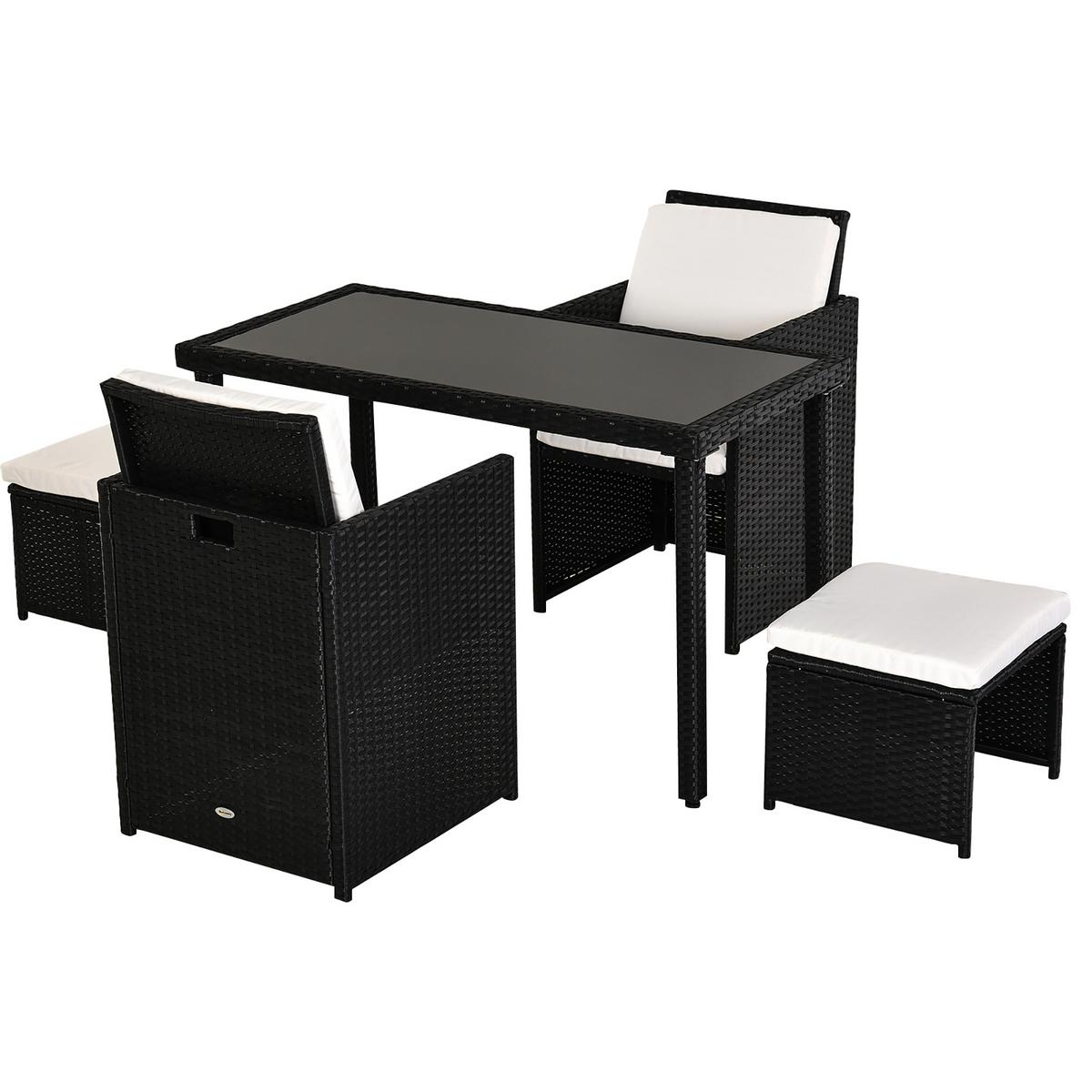 GARTENSET 11 tlg. mit Kissen Schwarz - Schwarz, Kunststoff - Outsunny