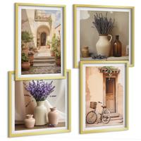 BILDER SET 4er Set - 50x50 cm & 40x60 cm Goldrahmen - Lavendelblüten und Architektur - Goldfarben, Kunststoff (50/50cm) - TULUP