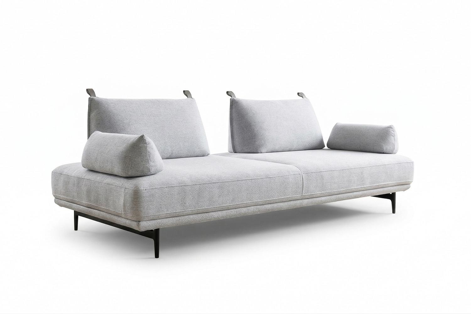 SCHLAFSOFA CANE Grau Webstoff - Schwarz/Grau, Textil/Metall (210/80/100cm) - KAWOLA