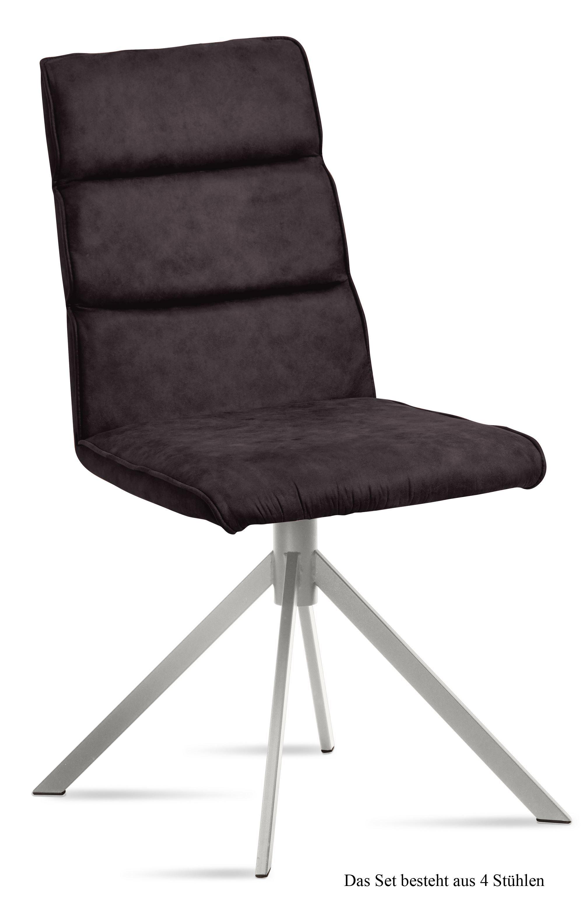ESSZIMMERSTUHL (4er-Set) Dorkas 47x92x60 Edelstahl/Espresso - Edelstahlfarben/Dunkelbraun, Kunststoff (60/92/47cm) - 58aufmkessel
