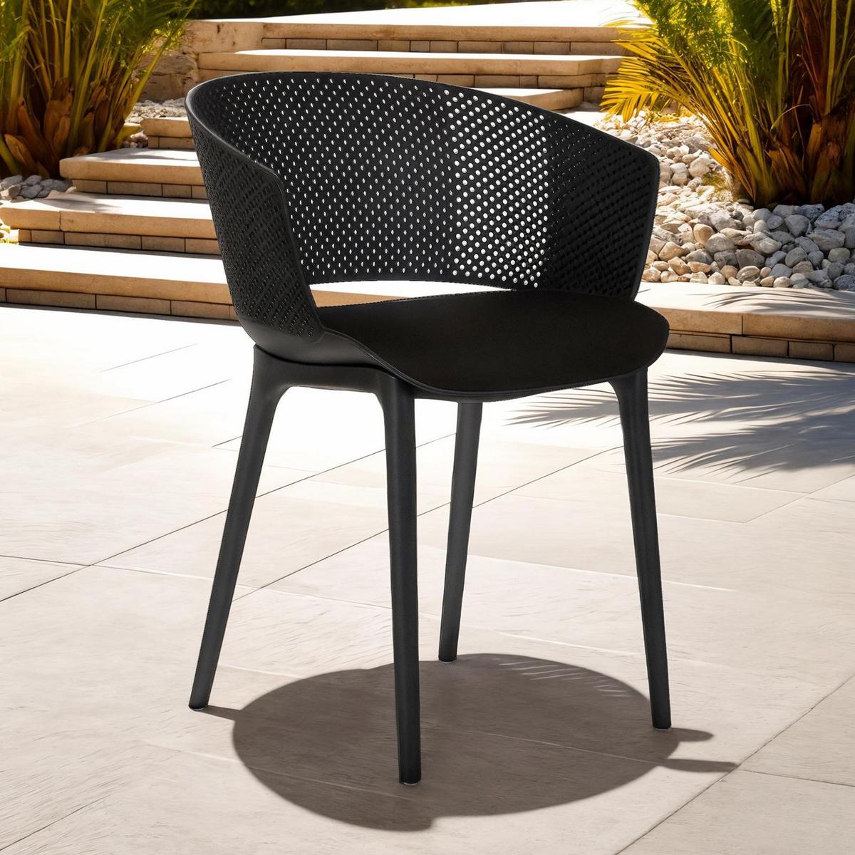 GARTENSTÜHLE OLINDO 4er-Set schwarz - Schwarz, Textil (43/81/47cm) - IDIMEX